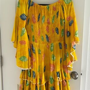 Yellow Ruffled Tiered Off the Shoulder Sundress